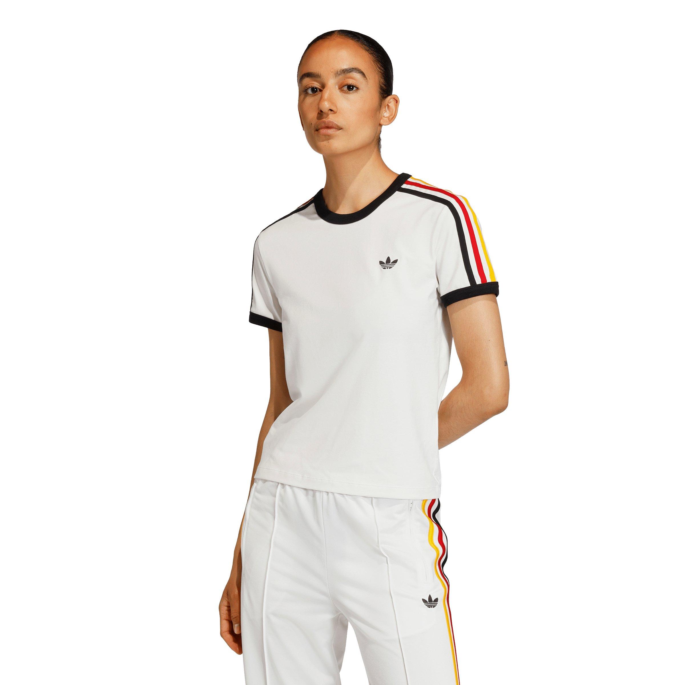 adidas Originals Women's 3 Stripes Slim Fit T-Shirt - Off-White - OFF-WHITE